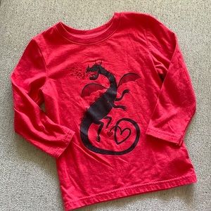 Cat & Jack, long-sleeved, Valentine’s Day Dragon T, size 4T